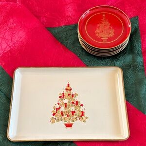 🎄Vintage 1970’s Otagiri Christmas Tree Tray and Coaster Set